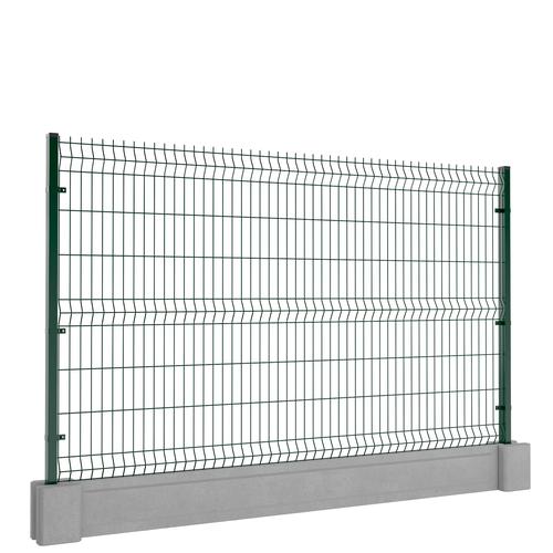 Ogrodzenie panelowe z podmurówką 153x250cm 3D drut fi4 oczko 50x200mm łącznik betonowy zielony
