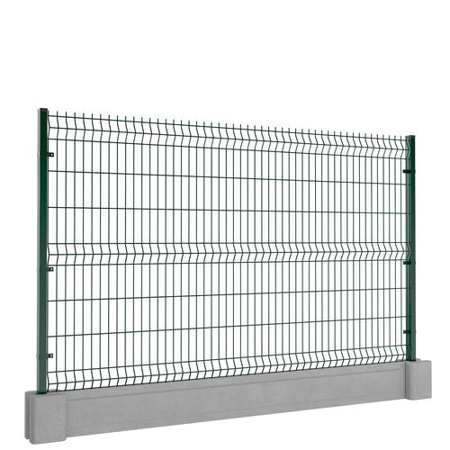 Ogrodzenie panelowe z podmurówką 153x250cm 3D drut fi5 oczko 50x200mm łącznik betonowy zielony