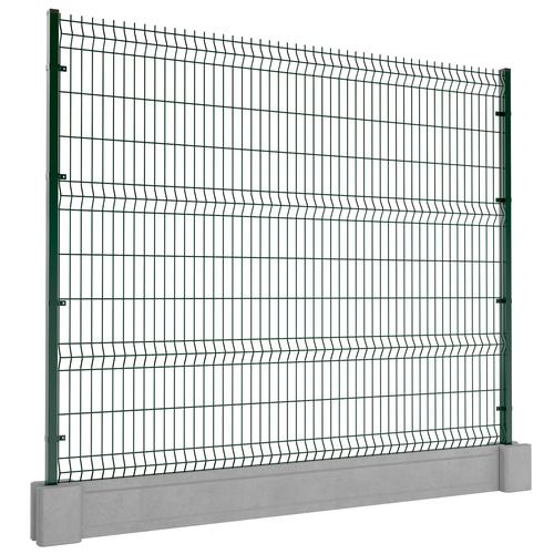 Ogrodzenie panelowe z podmurówką 203x250cm 3D drut fi5 oczko 50x200mm łącznik betonowy zielony