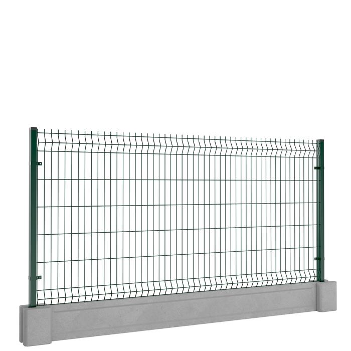Ogrodzenie panelowe z podmurówką 123x250cm 3D drut fi4 oczko 50x200mm łącznik betonowy zielony