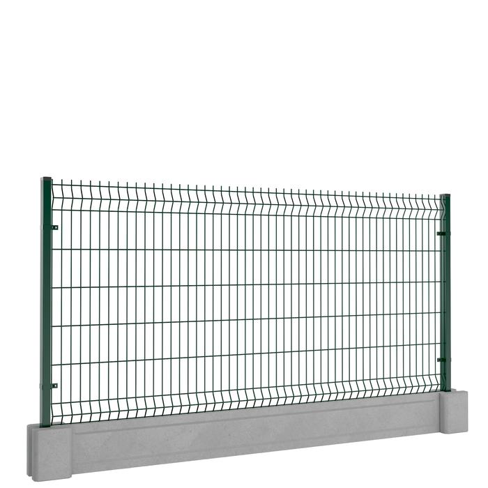 Ogrodzenie panelowe z podmurówką 123x250cm 3D drut fi5 oczko 50x200mm łącznik betonowy zielony