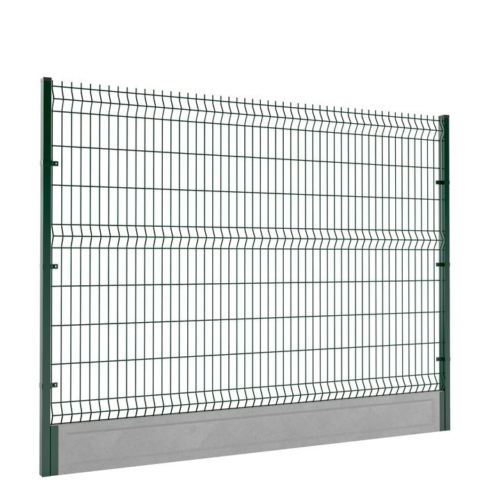 Ogrodzenie panelowe z podmurówką 173x250cm 3D drut fi5 oczko 50x200mm łącznik metalowy zielony